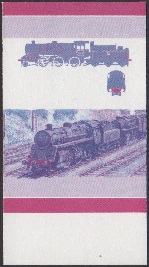 Union Island 4th Series $1.50 1952 Class 4 2-6-0 Locomotive Stamp Blue-Red Stage Color Proof From 6-Stage Set