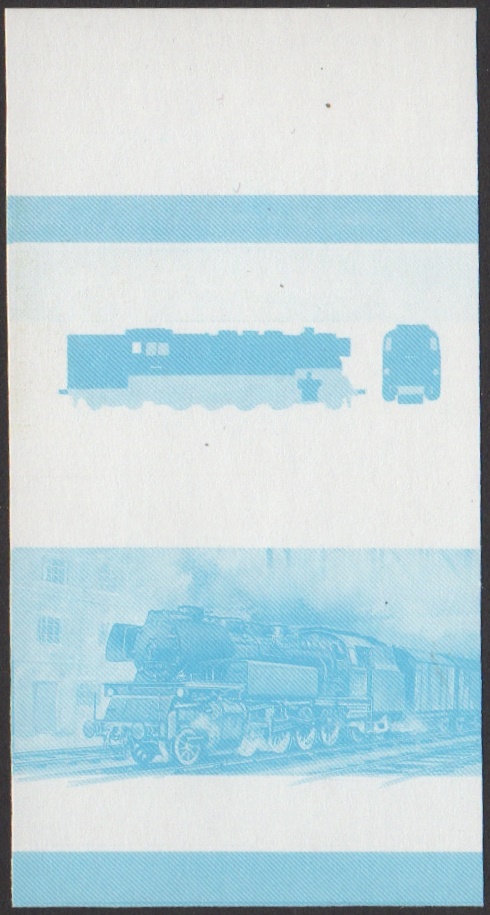 Union Island 4th Series 15c 1954 D.R.B. 2-8-4T Class 65.10 Locomotive Stamp Blue Stage Color Proof From 6-Stage Set