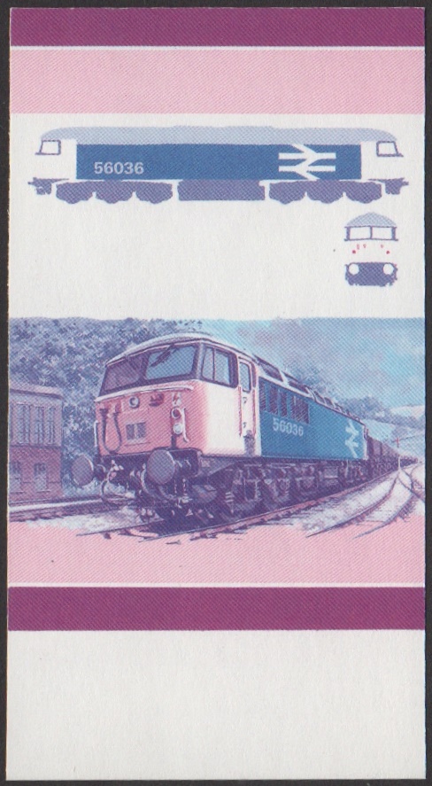 Union Island 4th Series 30c 1976 BR Class 56 Co-Co Locomotive Stamp Blue-Red Stage Color Proof From 6-Stage Set