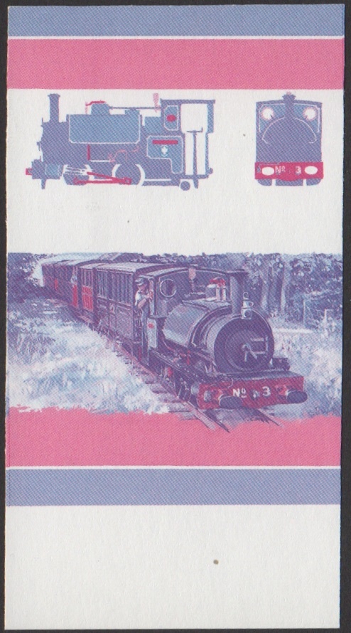 Union Island 4th Series 75c 1879 Sir Haydn 0-4-2T Locomotive Stamp Blue-Red Stage Color Proof From 6-Stage Set