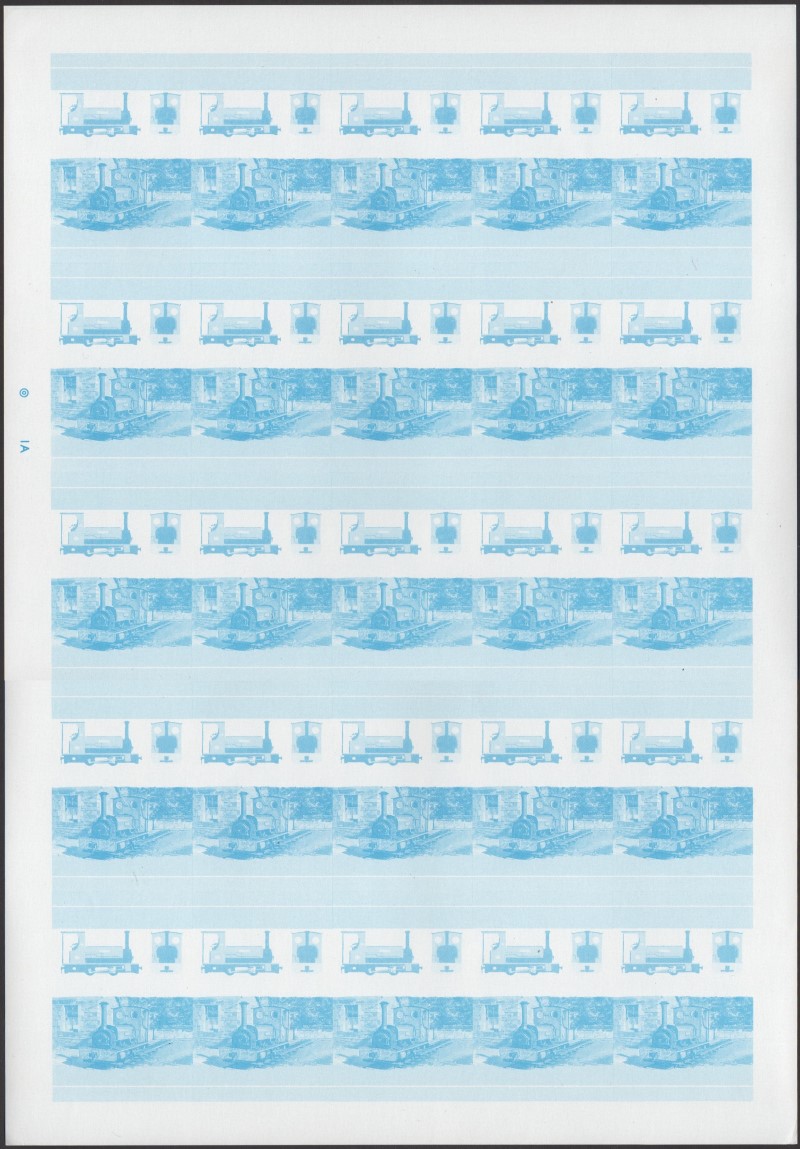 Union Island Locomotives (4th series) 60c Blue Stage Progressive Color Proof Pane