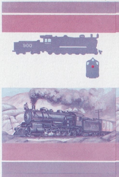 Union Island Locomotives (5th series) $1.00 Blue-Red Stage Progressive Color Proof Pair