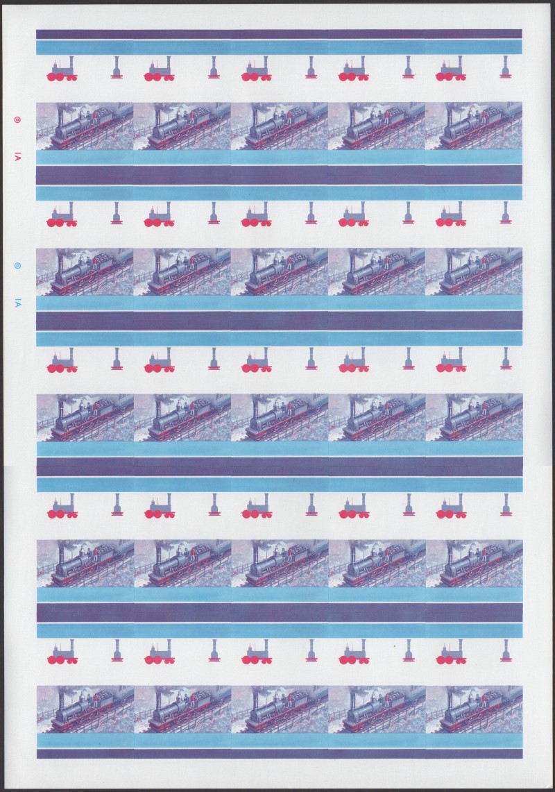 Union Island Locomotives (5th series) $1.50 Blue-Red Stage Progressive Color Proof Pane