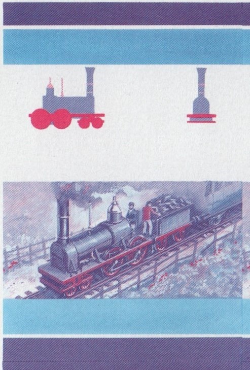 Union Island Locomotives (5th series) $1.50 Blue-Red Stage Progressive Color Proof Pair