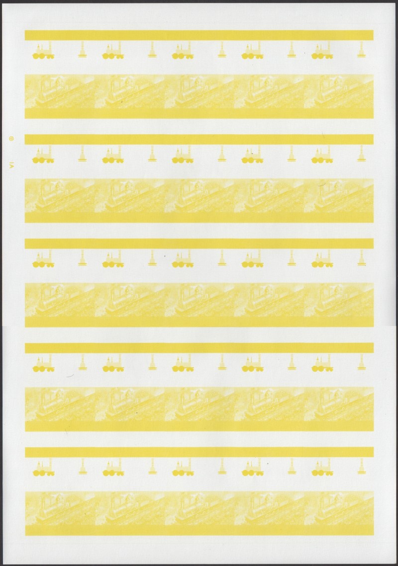 Union Island Locomotives (5th series) $1.50 Yellow Stage Progressive Color Proof Pane
