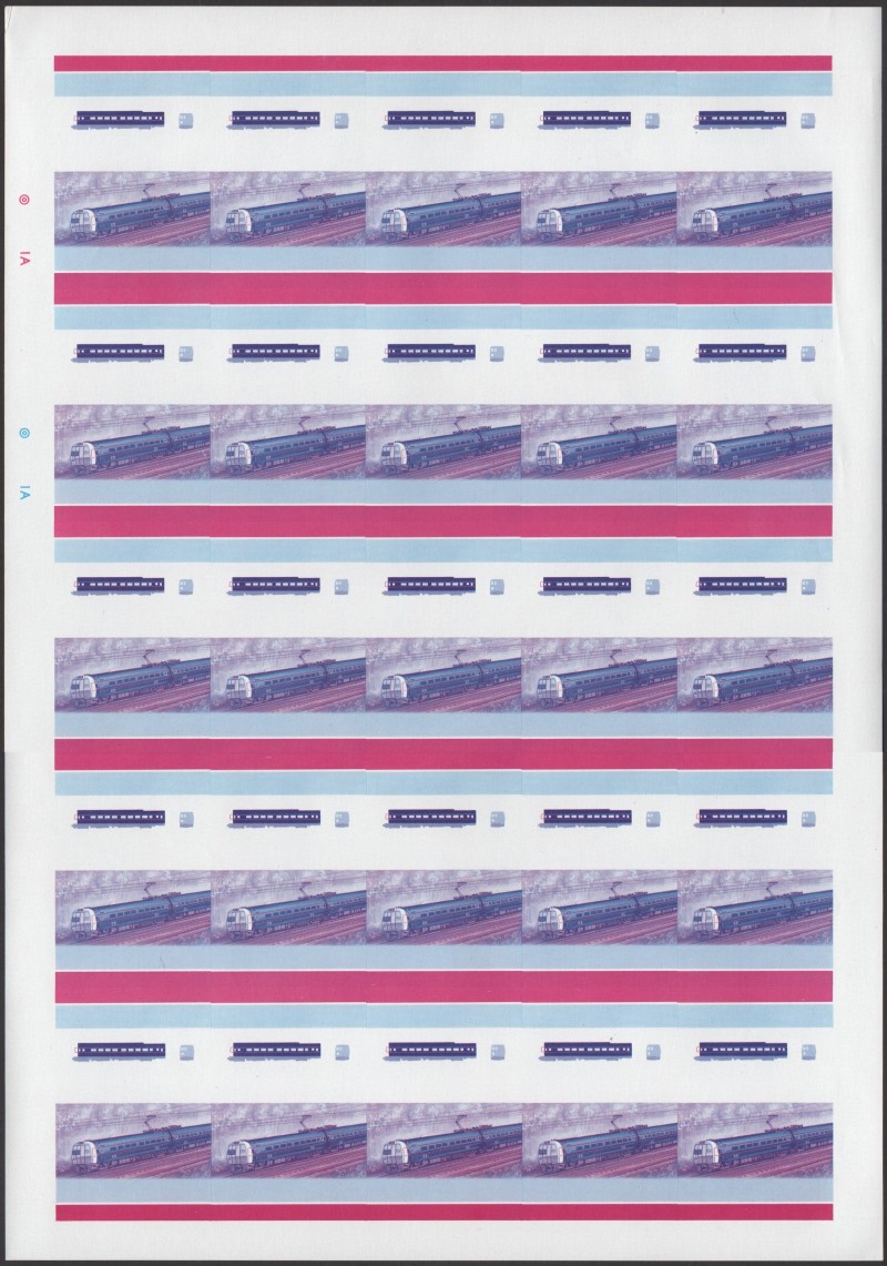 Union Island Locomotives (5th series) $2.00 Blue-Red Stage Progressive Color Proof Pane