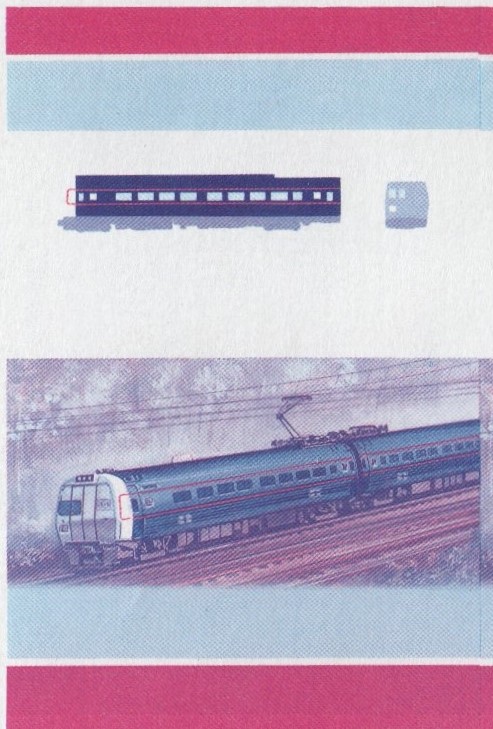 Union Island Locomotives (5th series) $2.00 Blue-Red Stage Progressive Color Proof Pair