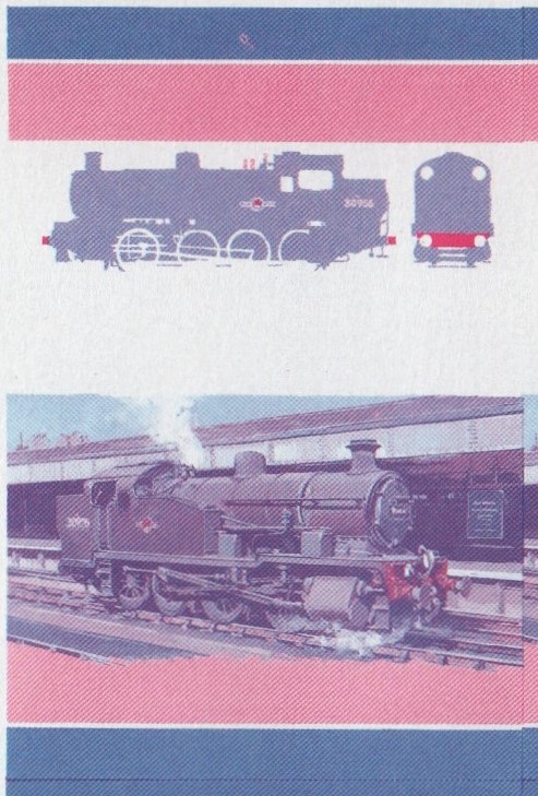 Union Island Locomotives (5th series) 45c Blue-Red Stage Progressive Color Proof Pair