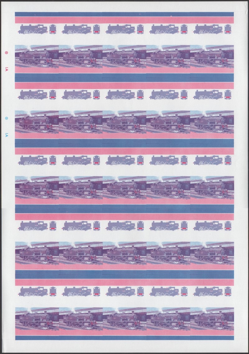 Union Island Locomotives (5th series) 45c Blue-Red Stage Progressive Color Proof Pane