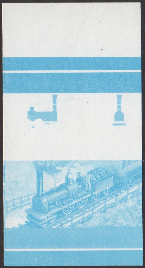 Union Island 5th Series $1.50 1837 PG&N Campbell's 8-wheeler 4-4-0 Locomotive Stamp Blue Stage Color Proof From 6-Stage Set