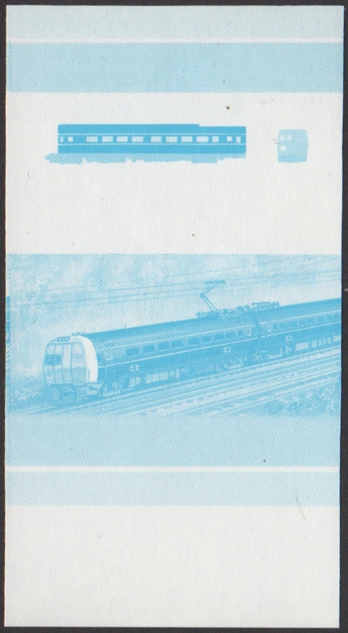 Union Island 5th Series $2.00 1969 Penn Central Metroliner Railcar Bo-Bo Locomotive Stamp Blue Stage Color Proof From 6-Stage Set