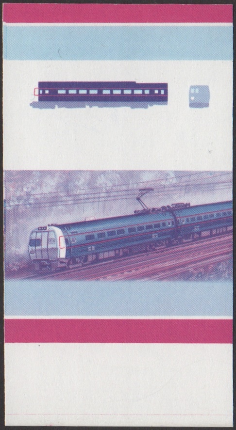 Union Island 5th Series $2.00 1969 Penn Central Metroliner Railcar Bo-Bo Locomotive Stamp Blue-Red Stage Color Proof From 6-Stage Set