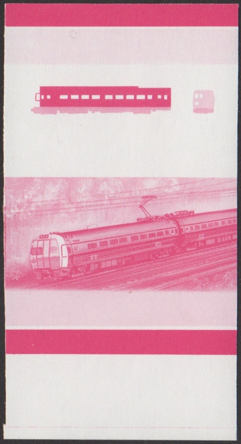 Union Island 5th Series $2.00 1969 Penn Central Metroliner Railcar Bo-Bo Locomotive Stamp Red Stage Color Proof From 6-Stage Set