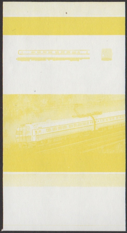 Union Island 5th Series $2.00 1969 Penn Central Metroliner Railcar Bo-Bo Locomotive Stamp Yellow Stage Color Proof From 6-Stage Set