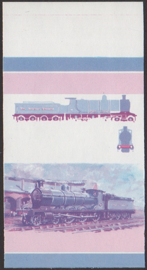 Union Island 5th Series 15c 1900 Castle Class 4-6-0 Locomotive Stamp Blue-Red Stage Color Proof From 6-Stage Set