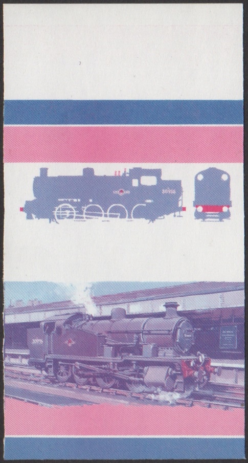 Union Island 5th Series 45c 1929 Class Z 0-8-0T Locomotive Stamp Blue-Red Stage Color Proof From 6-Stage Set