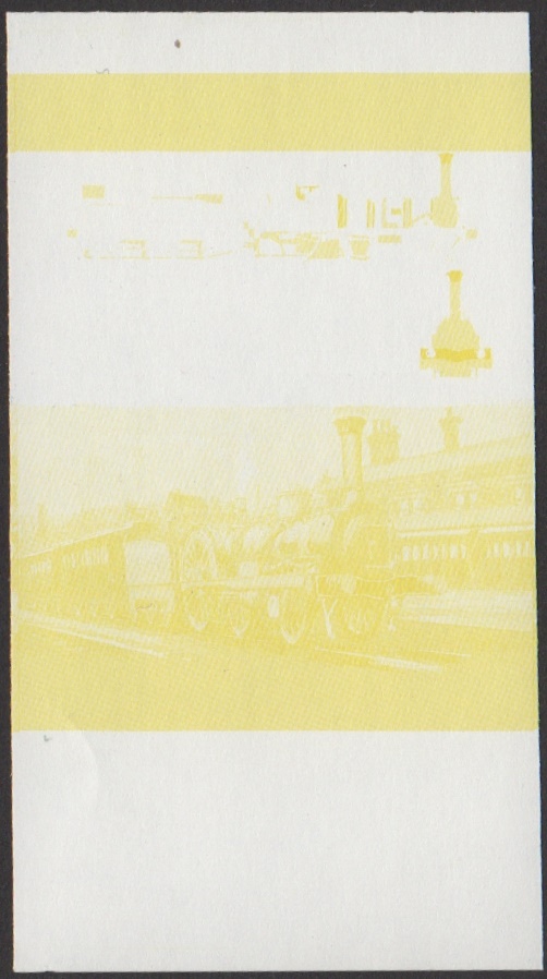 Union Island 5th Series 75c 1850 Aberdeen Railway No. 26 4-2-0 Locomotive Stamp Yellow Stage Color Proof From 6-Stage Set