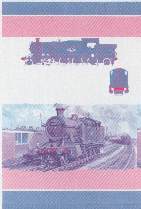 Union Island Locomotives (5th series) 60c Blue-Red Stage Progressive Color Proof Pair