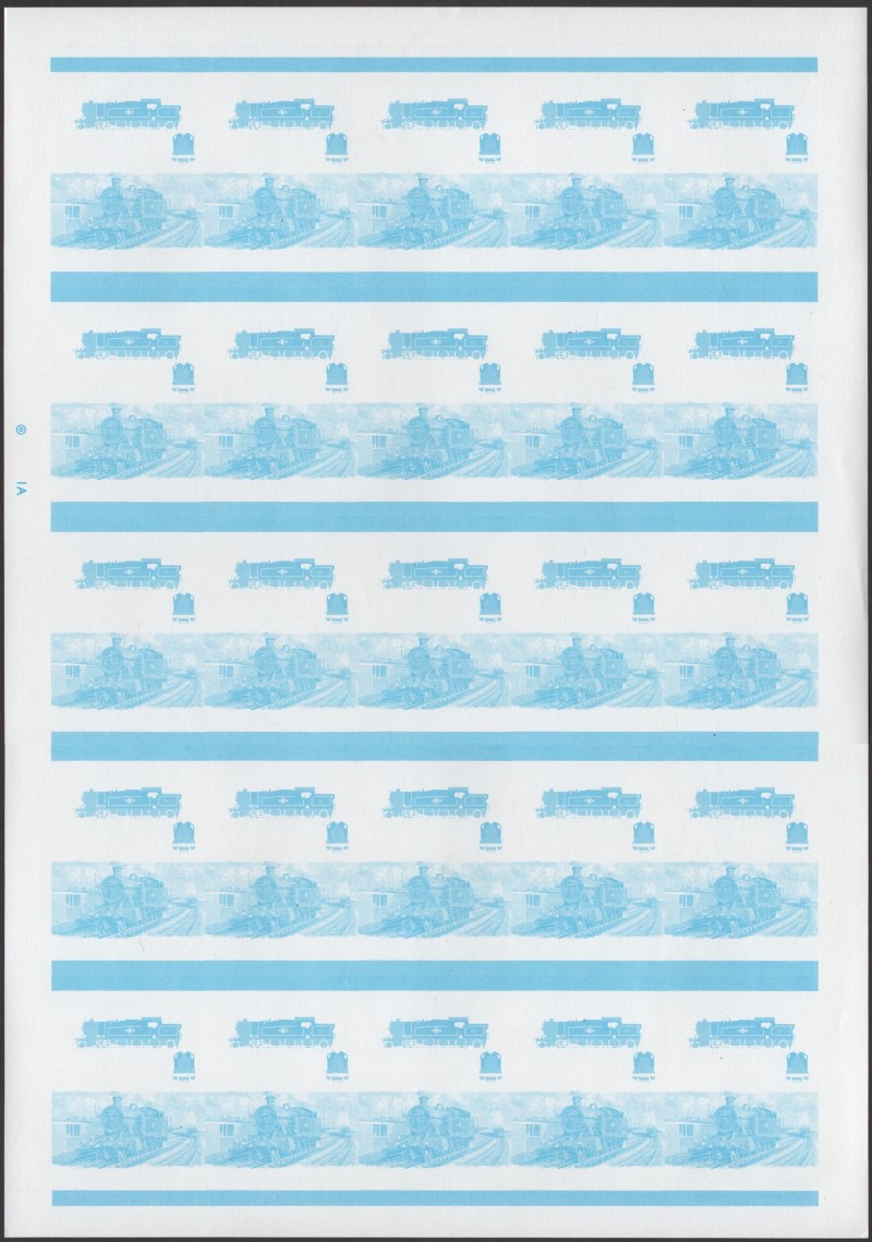 Union Island Locomotives (5th series) 60c Blue Stage Progressive Color Proof Pane