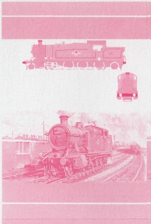 Union Island Locomotives (5th series) 60c Red Stage Progressive Color Proof Pair