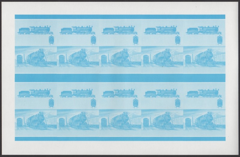Union Island Locomotives (6th series) $1.00 Blue Stage Progressive Color Proof Pane
