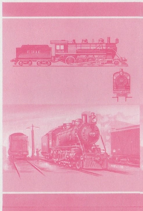 Union Island Locomotives (6th series) $1.00 Red Stage Progressive Color Proof Pair