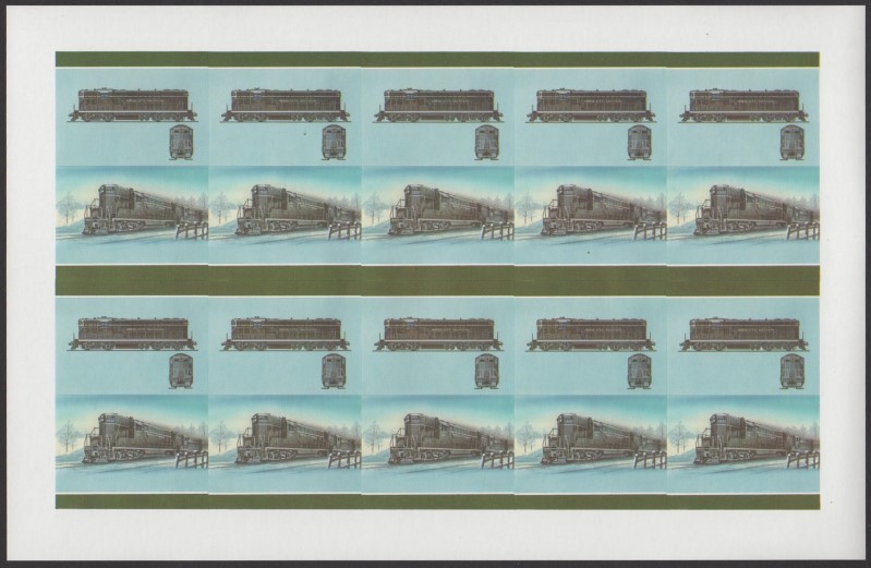 Union Island Locomotives (6th series) $2.00 All Colors Stage Progressive Color Proof Pane