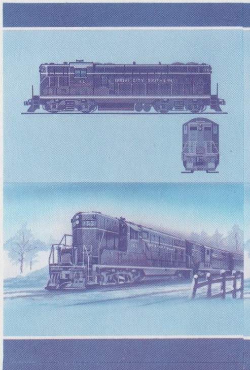 Union Island Locomotives (6th series) $2.00 Blue-Red Stage Progressive Color Proof Pair