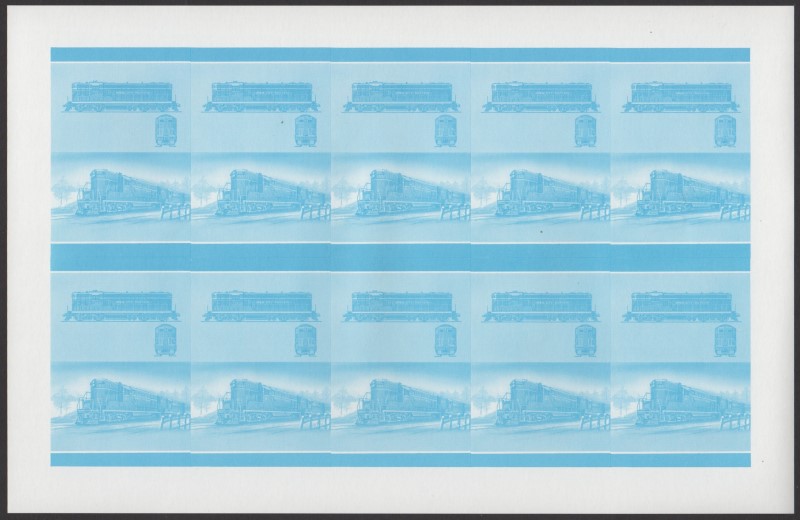 Union Island Locomotives (6th series) $2.00 Blue Stage Progressive Color Proof Pane
