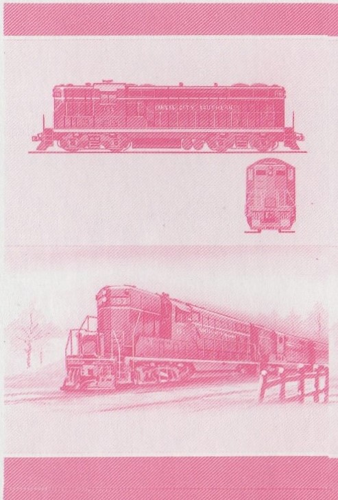 Union Island Locomotives (6th series) $2.00 Red Stage Progressive Color Proof Pair