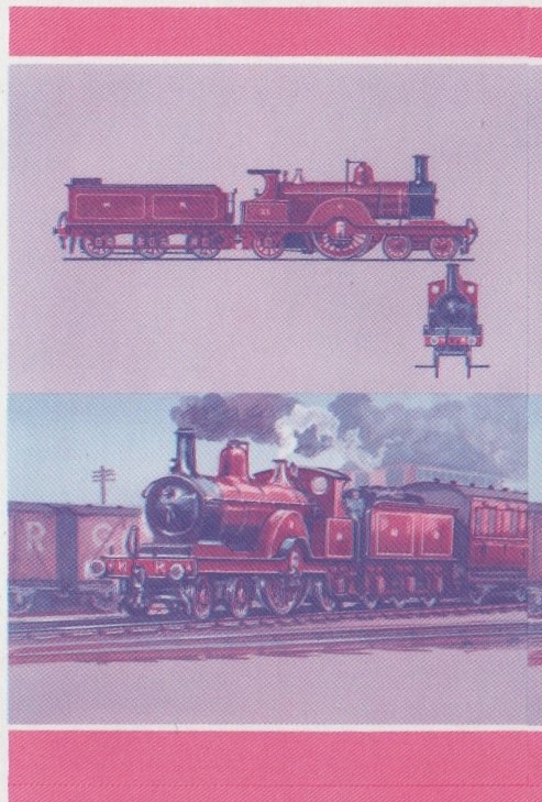 Union Island Locomotives (6th series) 15c Blue-Red Stage Progressive Color Proof Pair