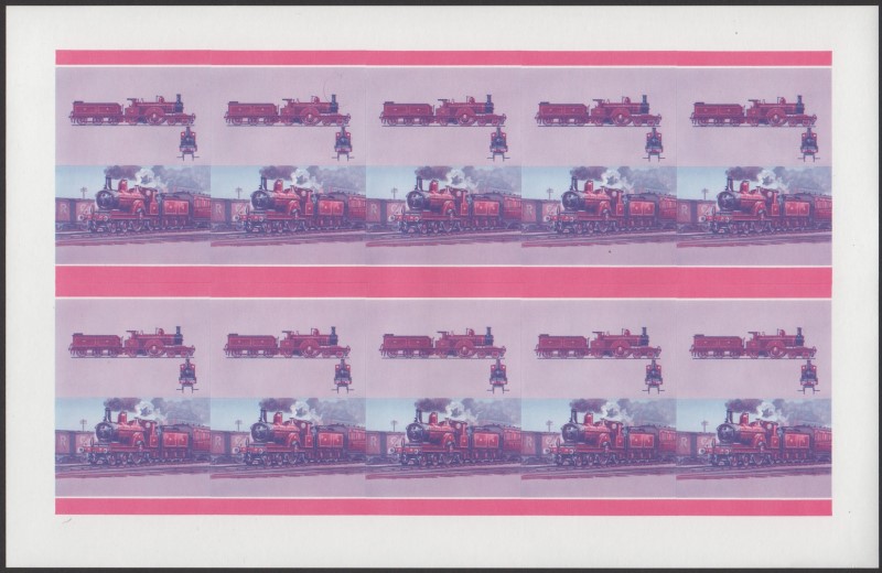 Union Island Locomotives (6th series) 15c Blue-Red Stage Progressive Color Proof Pane