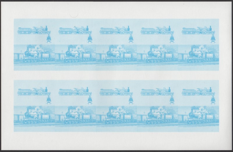 Union Island Locomotives (6th series) 15c Blue Stage Progressive Color Proof Pane