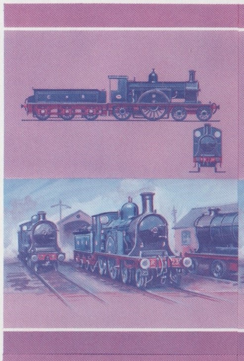 Union Island Locomotives (6th series) 25c Blue-Red Stage Progressive Color Proof Pair