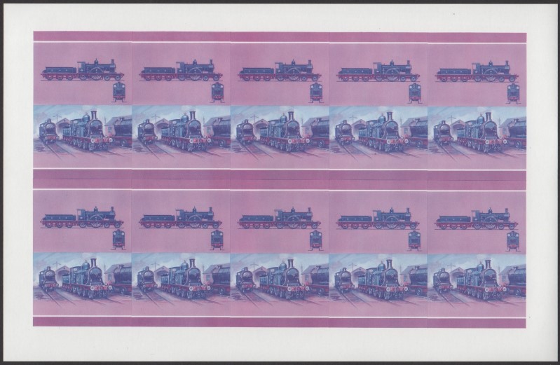 Union Island Locomotives (6th series) 25c Blue-Red Stage Progressive Color Proof Pane