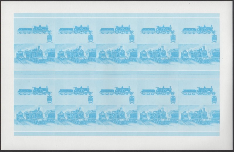 Union Island Locomotives (6th series) 25c Blue Stage Progressive Color Proof Pane