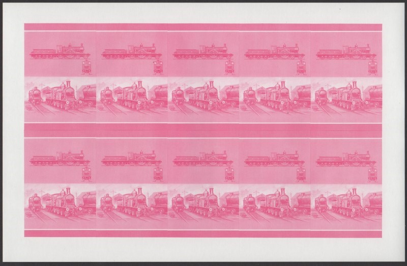 Union Island Locomotives (6th series) 25c Red Stage Progressive Color Proof Pane