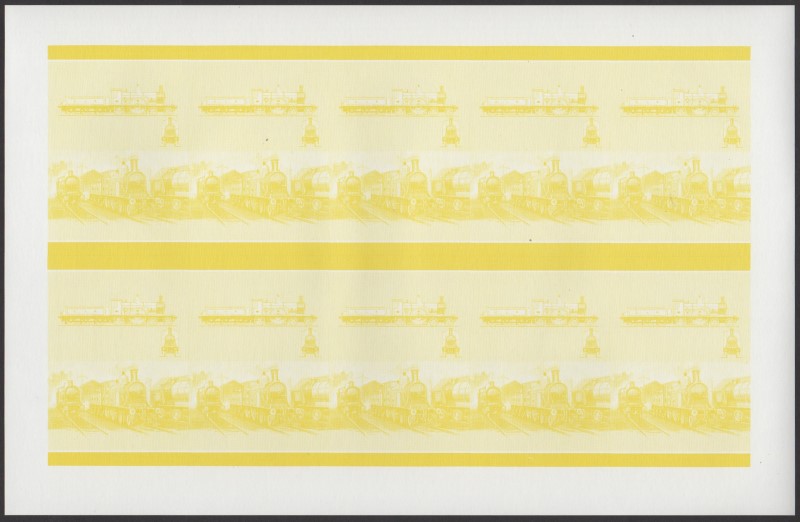 Union Island Locomotives (6th series) 25c Yellow Stage Progressive Color Proof Pane