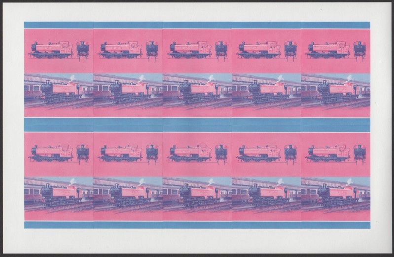 Union Island Locomotives (6th series) 40c Blue-Red Stage Progressive Color Proof Pane