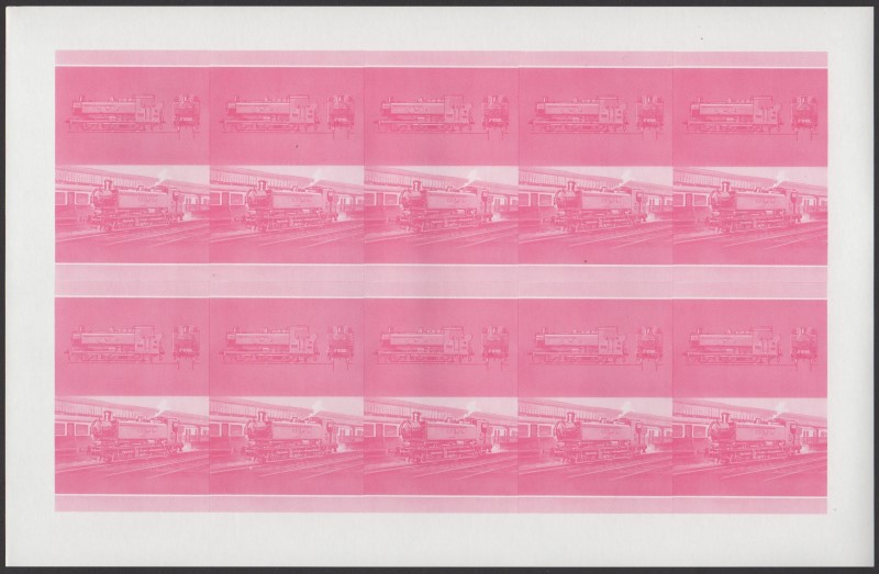Union Island Locomotives (6th series) 40c Red Stage Progressive Color Proof Pane