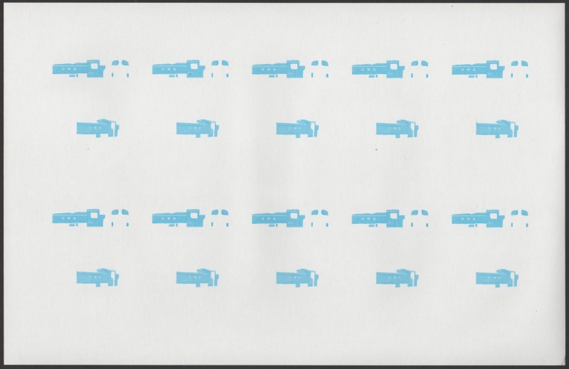 Union Island Locomotives (6th series) 40c Secondary Blue Stage Progressive Color Proof Pane