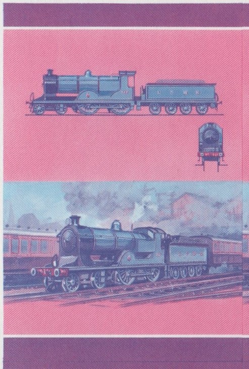 Union Island Locomotives (6th series) 50c Blue-Red Stage Progressive Color Proof Pair