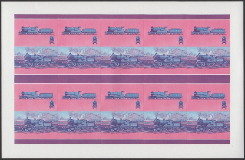 Union Island Locomotives (6th series) 50c Blue-Red Stage Progressive Color Proof Pane