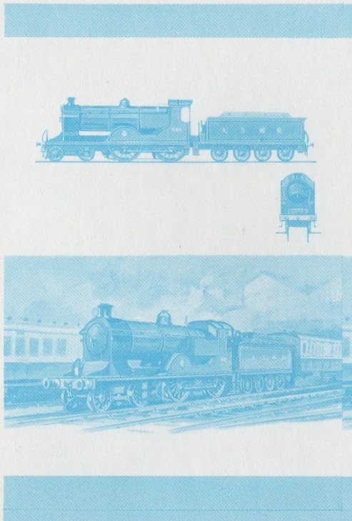 Union Island Locomotives (6th series) 50c Blue Stage Progressive Color Proof Pair