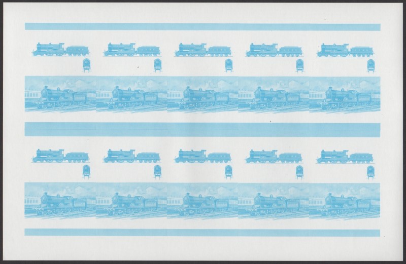 Union Island Locomotives (6th series) 50c Blue Stage Progressive Color Proof Pane