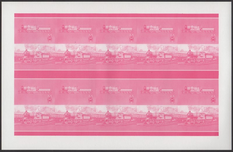 Union Island Locomotives (6th series) 50c Red Stage Progressive Color Proof Pane