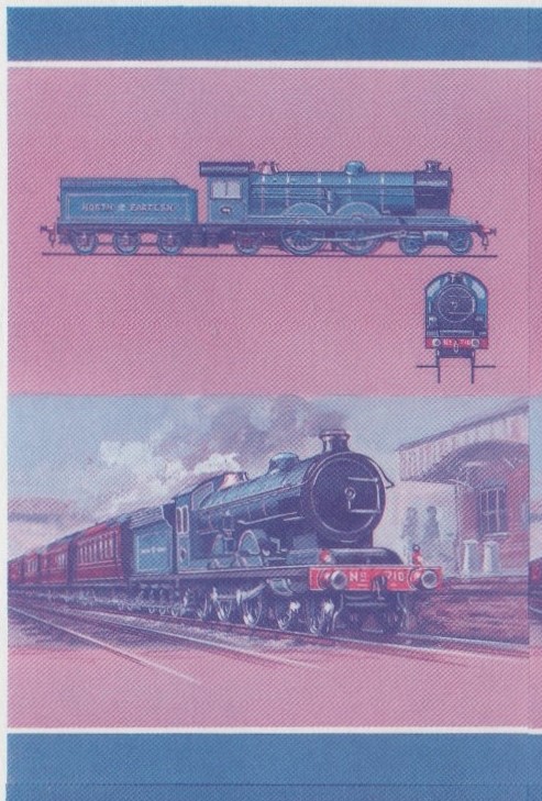 Union Island Locomotives (6th series) 60c Blue-Red Stage Progressive Color Proof Pair