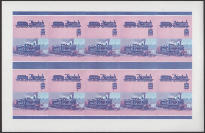 Union Island Locomotives (6th series) 75c Blue-Red Stage Progressive Color Proof Pane