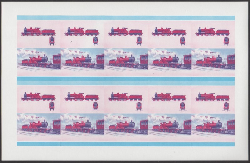 Union Island Locomotives (7th series) $1.00 Blue-Red Stage Progressive Color Proof Pane