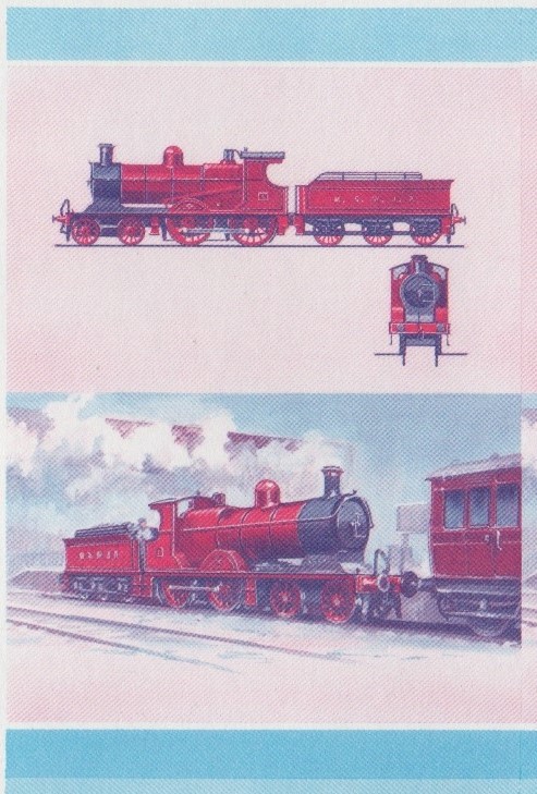 Union Island Locomotives (7th series) $1.00 Blue-Red Stage Progressive Color Proof Pair